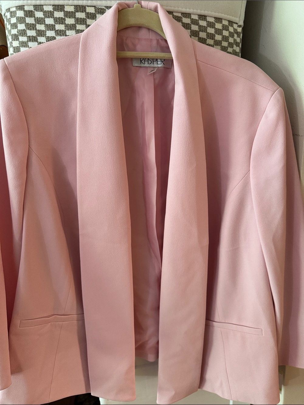 Kasper Pale Pink Open-Front Shawl Blazer